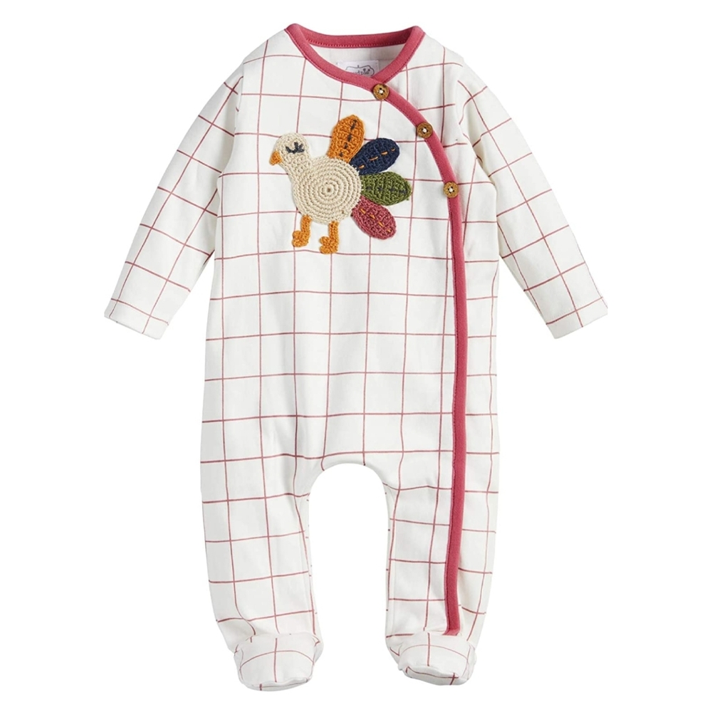 NWT Mud Pie Crochet Turkey Baby Girl Sleeper Thanksgiving 0-3m
